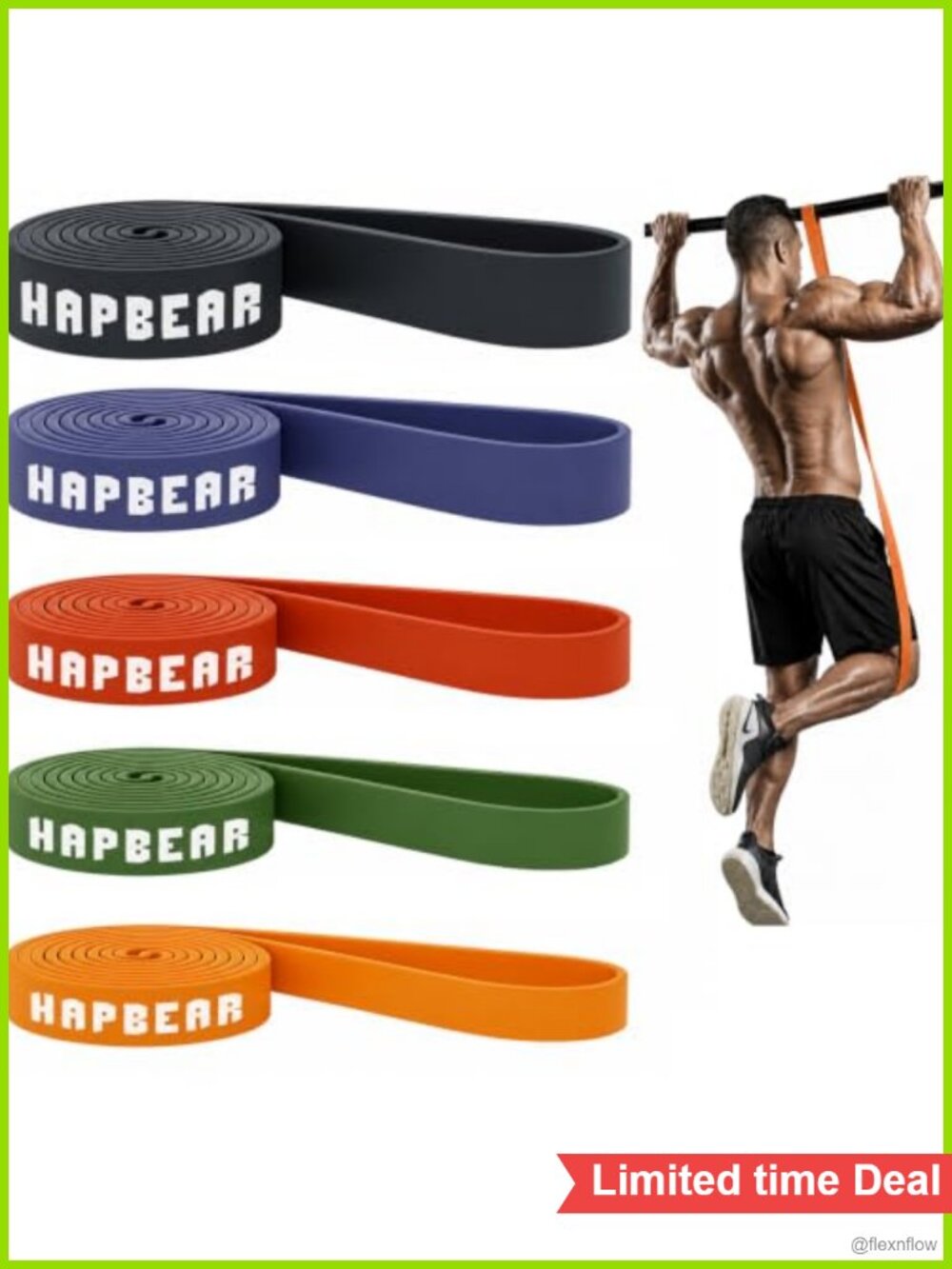 Resistance Bands Set of 5 Pull Up Assistance Exercise Bands with Storage Bag